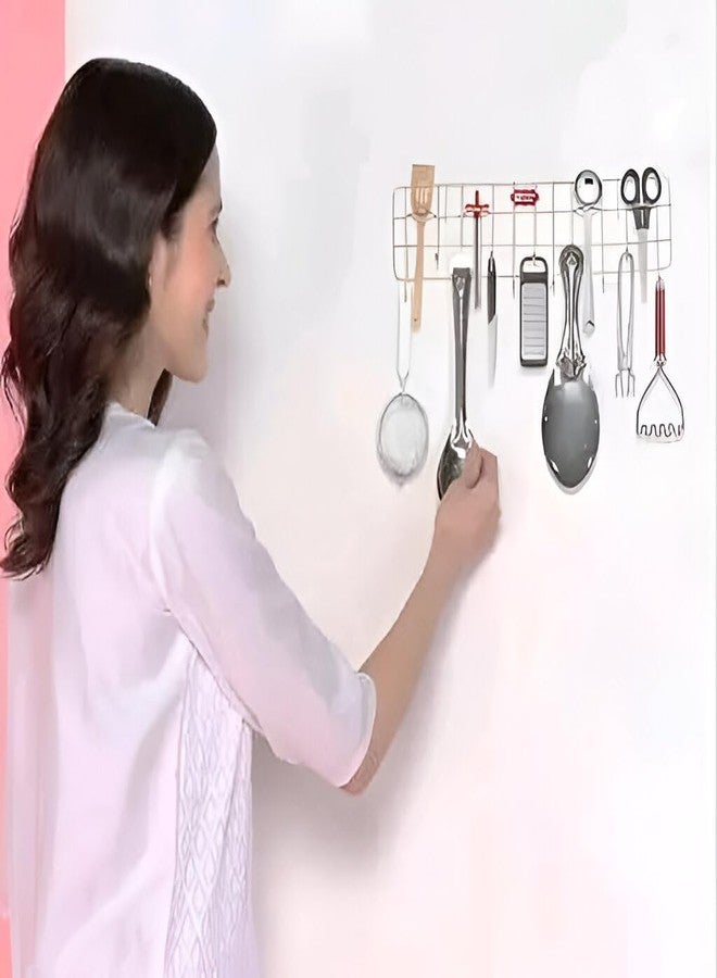 EvoFlex Kitchen Utensil Wall Mount Rack, Stainless Steel, 35 cm x 9 cm, 12 Hooks - Image 5